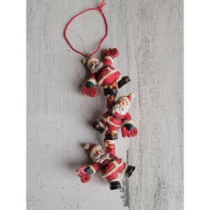 Santa Claus human ladder candy cane ho ho ornament Xmas